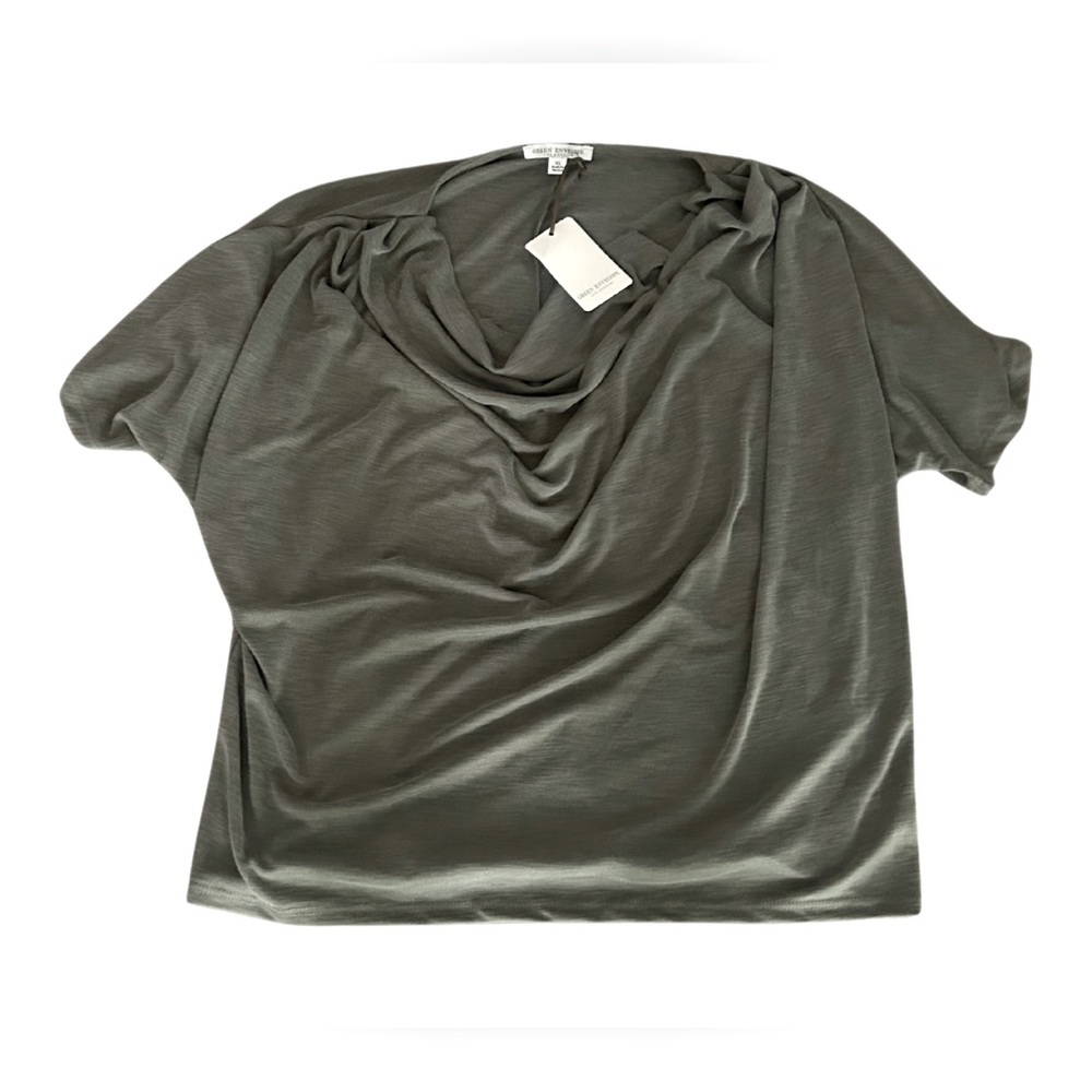 Green Envelope LA Draped Short Sleeve T-Shirt | Olive Green | NWT | Size XL